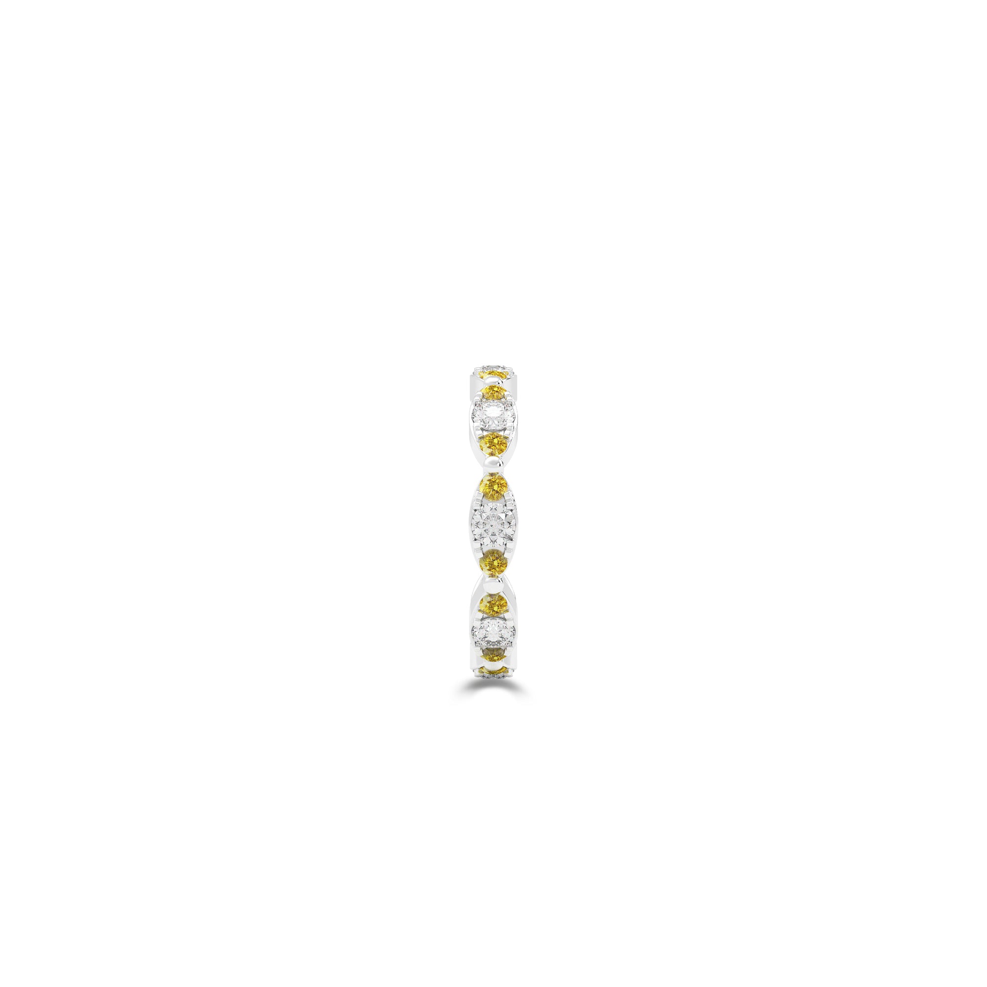 Fuster Navette Signature Diamond  and Yellow Diamond Ring