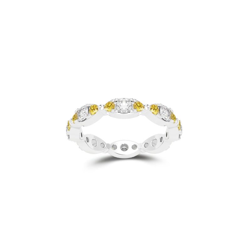 Fuster Navette Signature Diamond  and Yellow Diamond Ring