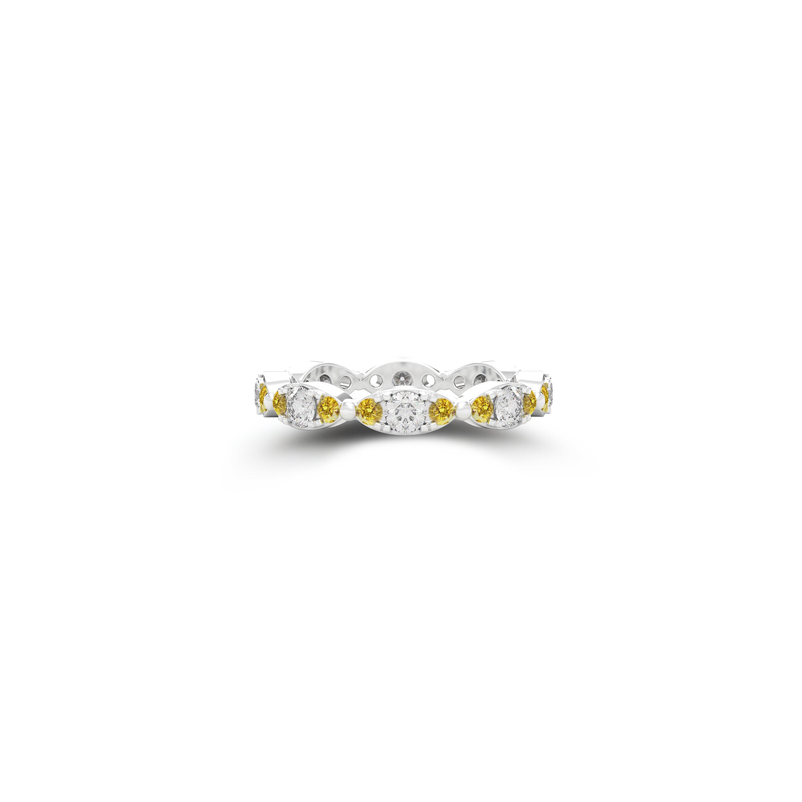Fuster Navette Signature Diamond  and Yellow Diamond Ring