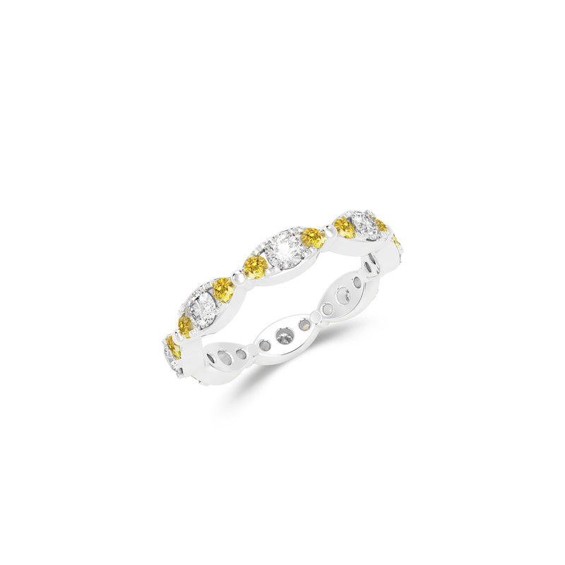 Fuster Navette Signature Diamond  and Yellow Diamond Ring
