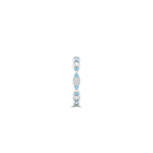 Fuster Navette Signature Diamond and Aqua Blue Diamond Ring