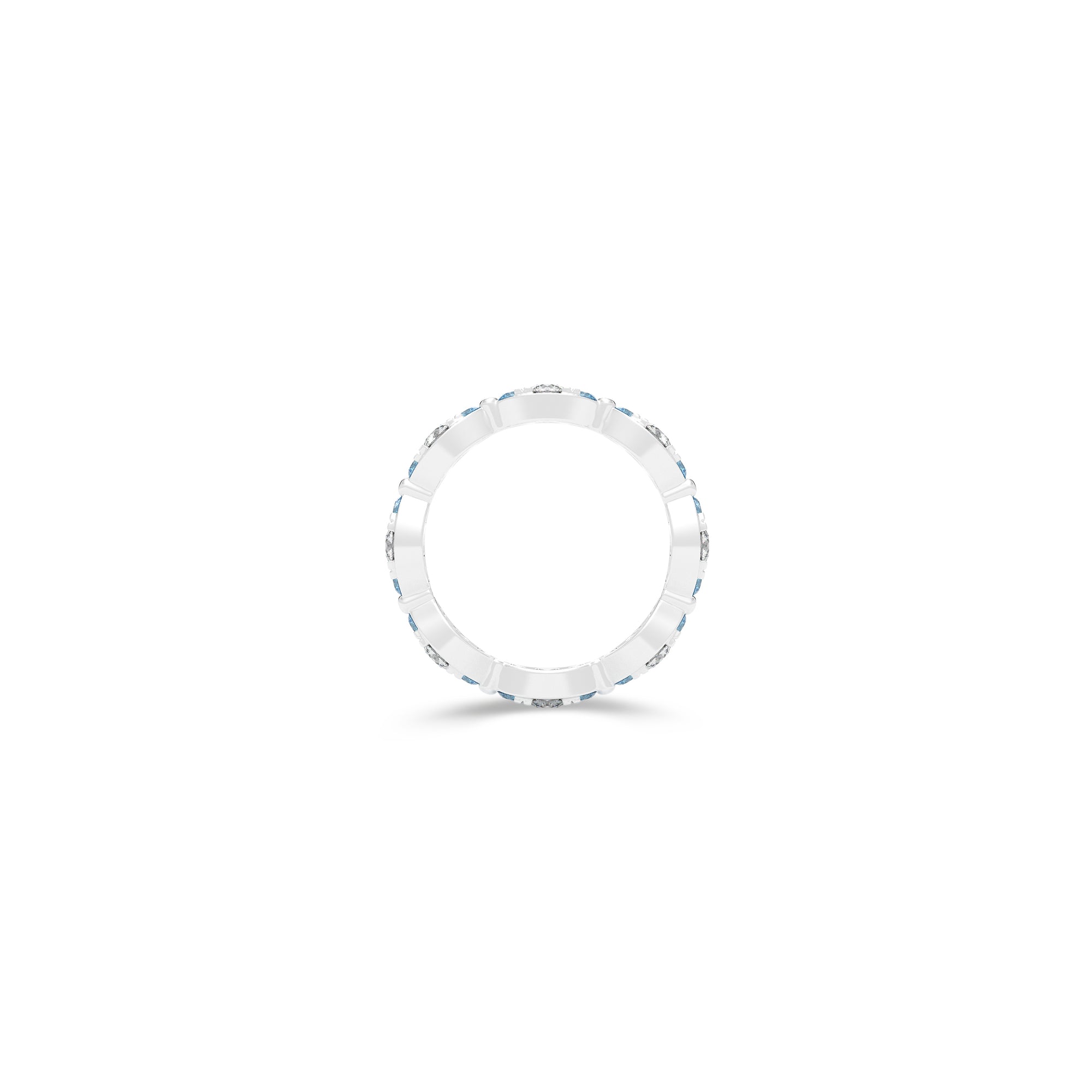 Fuster Navette Signature Diamond and Aqua Blue Diamond Ring