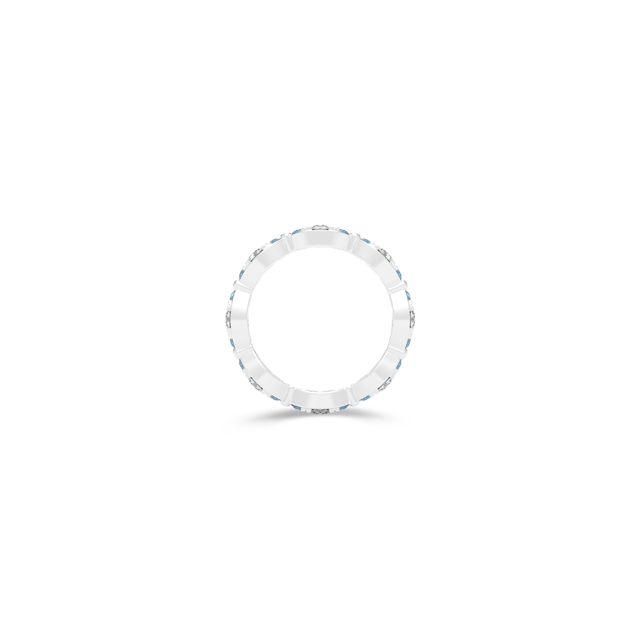 Fuster Navette Signature Diamond and Aqua Blue Diamond Ring