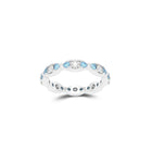 Fuster Navette Signature Diamond and Aqua Blue Diamond Ring