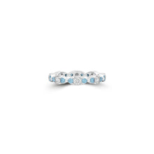 Fuster Navette Signature Diamond and Aqua Blue Diamond Ring