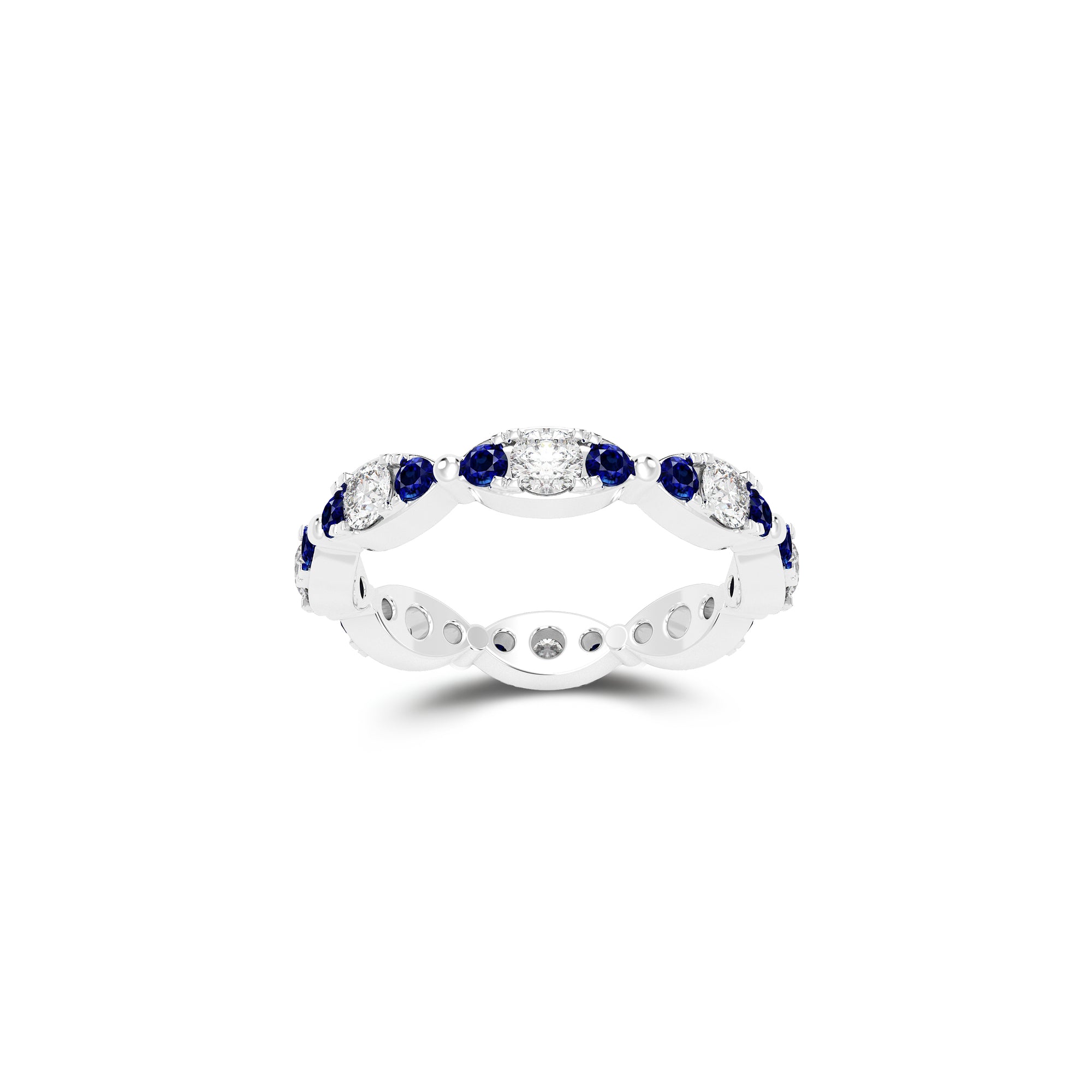 Fuster Navette Signature Diamond and Sapphire Ring