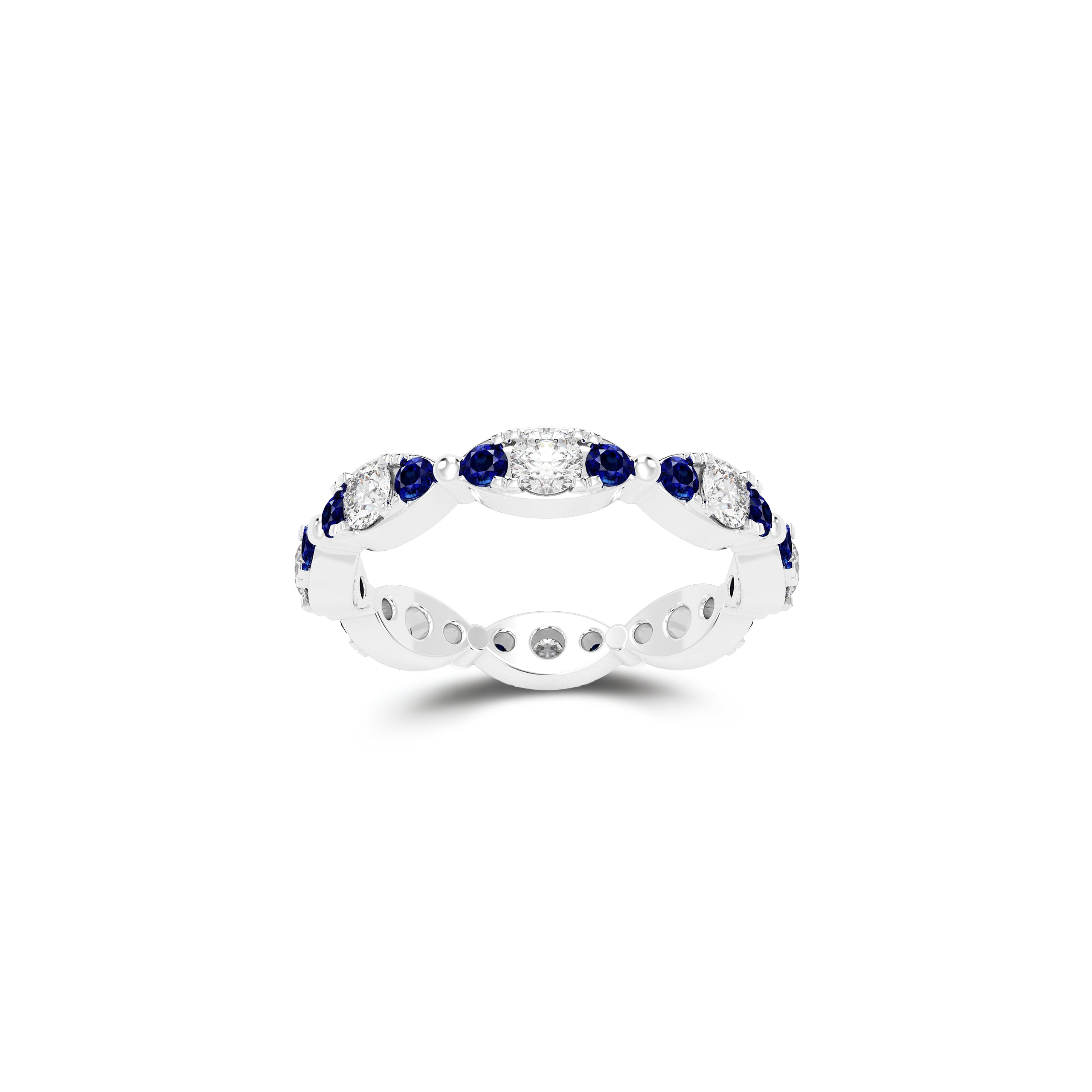 Fuster Navette Signature Diamond and Sapphire Ring