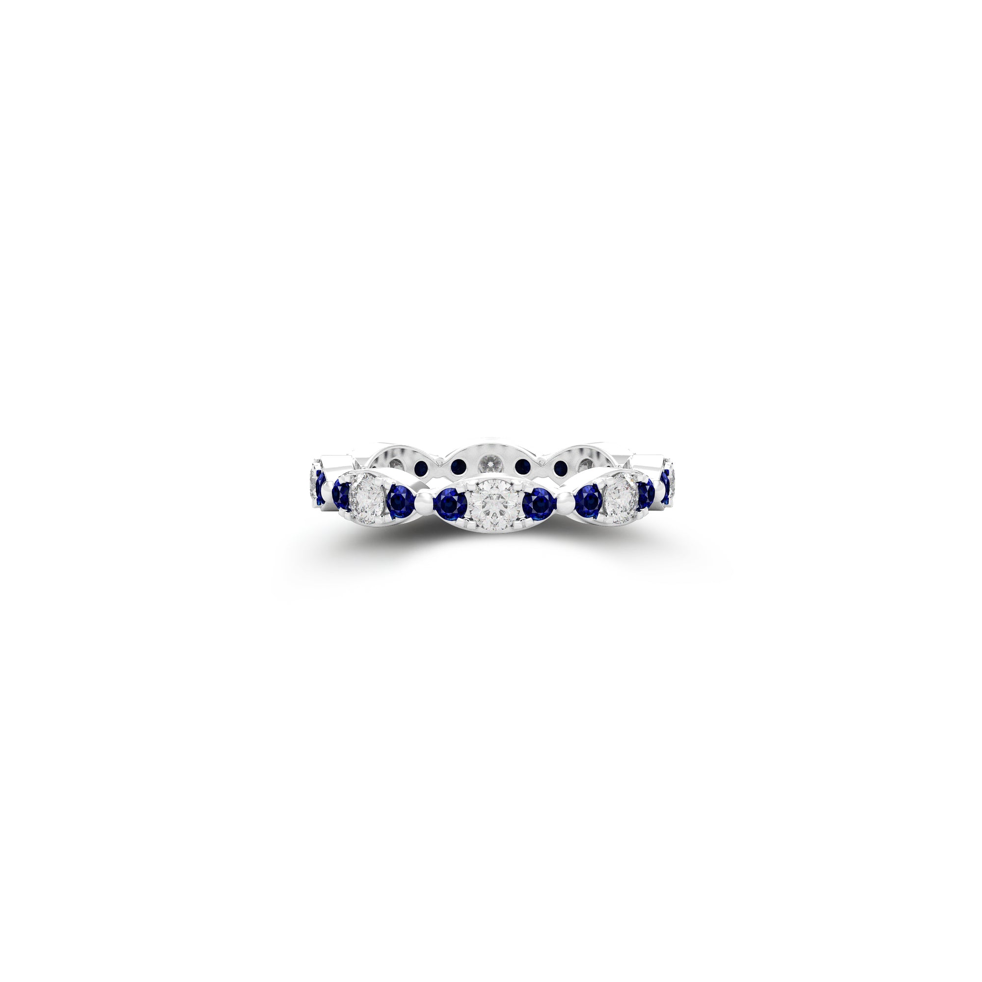 Fuster Navette Signature Diamond and Sapphire Ring