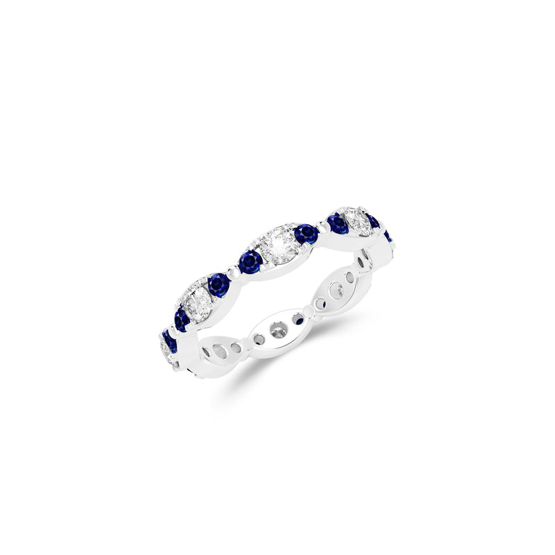 Fuster Navette Signature Diamond and Sapphire Ring