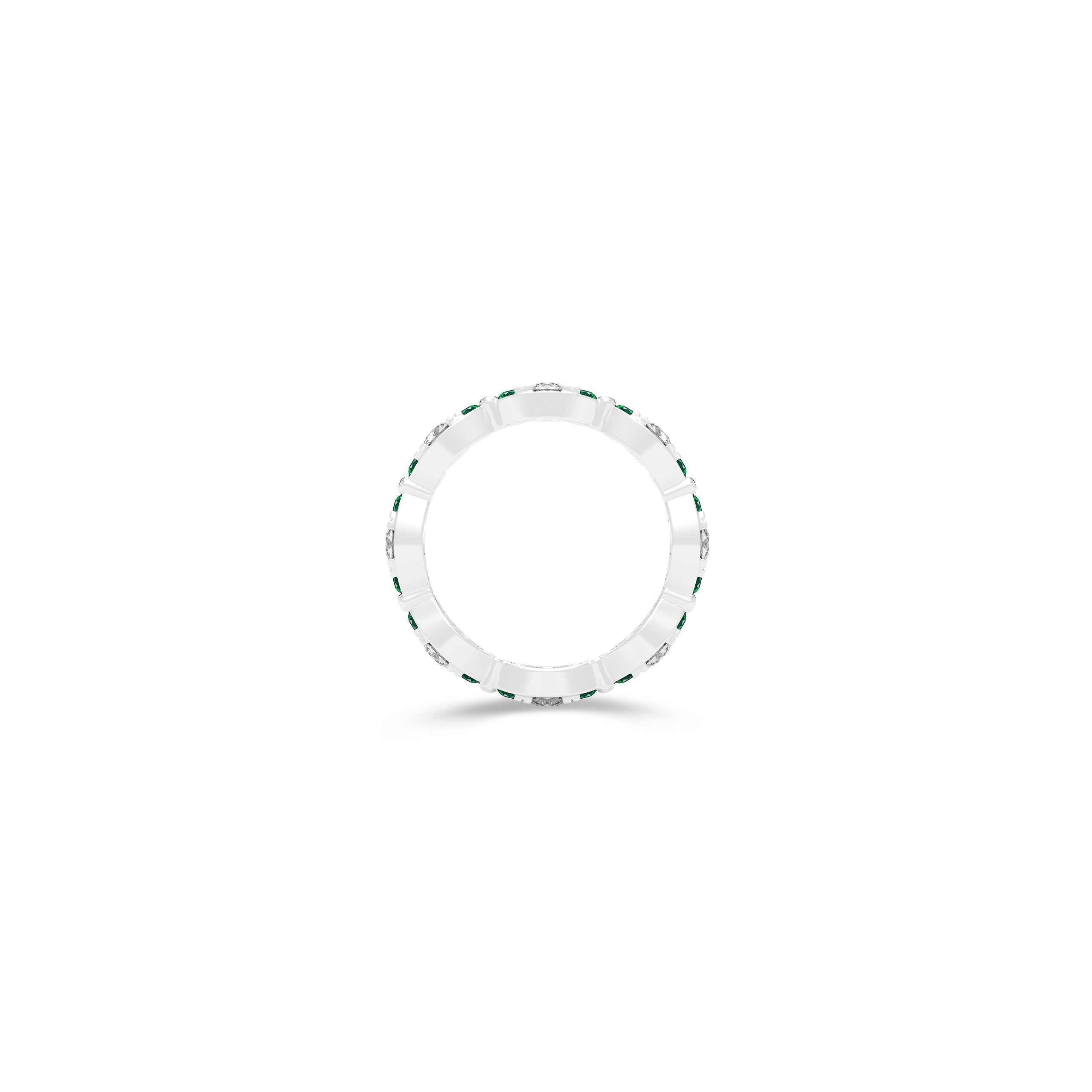 Fuster Navette Signature Diamond and Emerald Ring