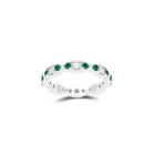 Fuster Navette Signature Diamond and Emerald Ring