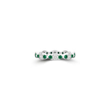 Fuster Navette Signature Diamond and Emerald Ring