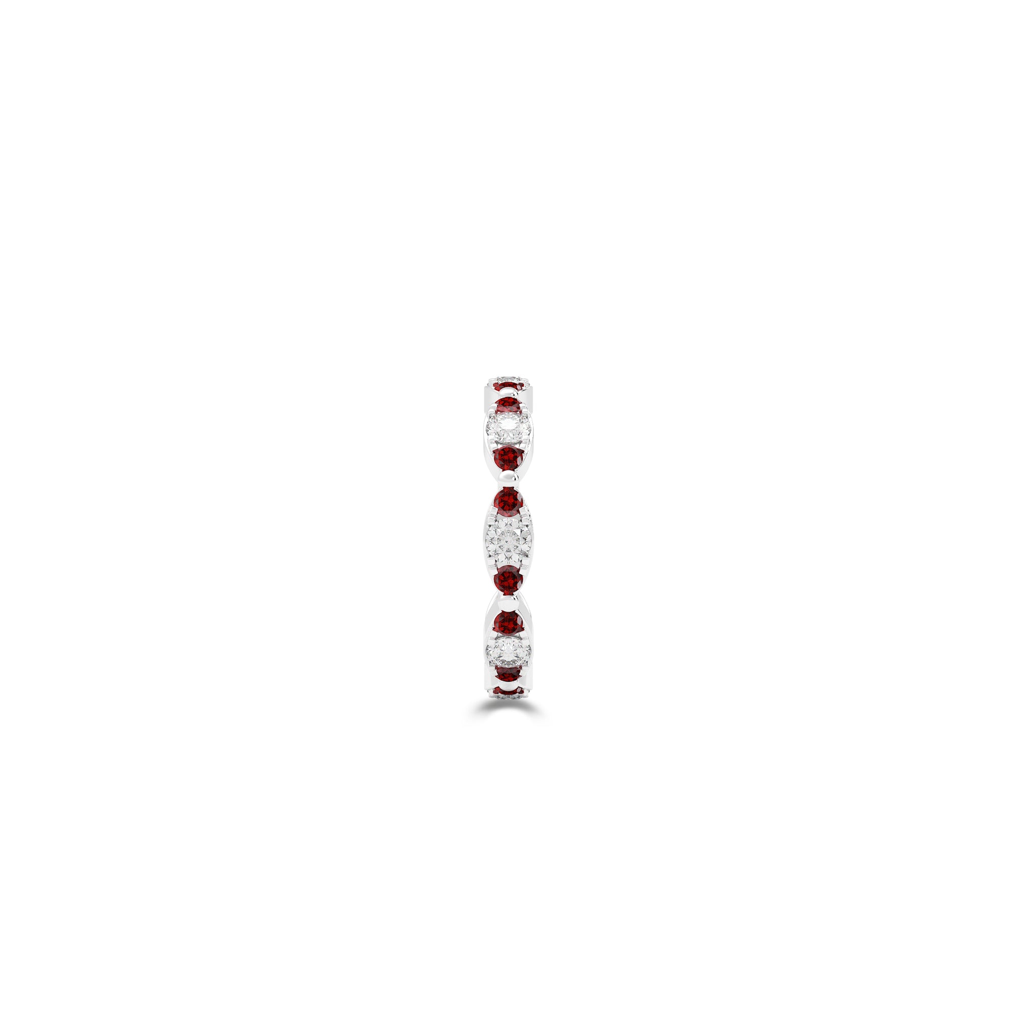 Fuster Navette Signature Diamond and Ruby Ring
