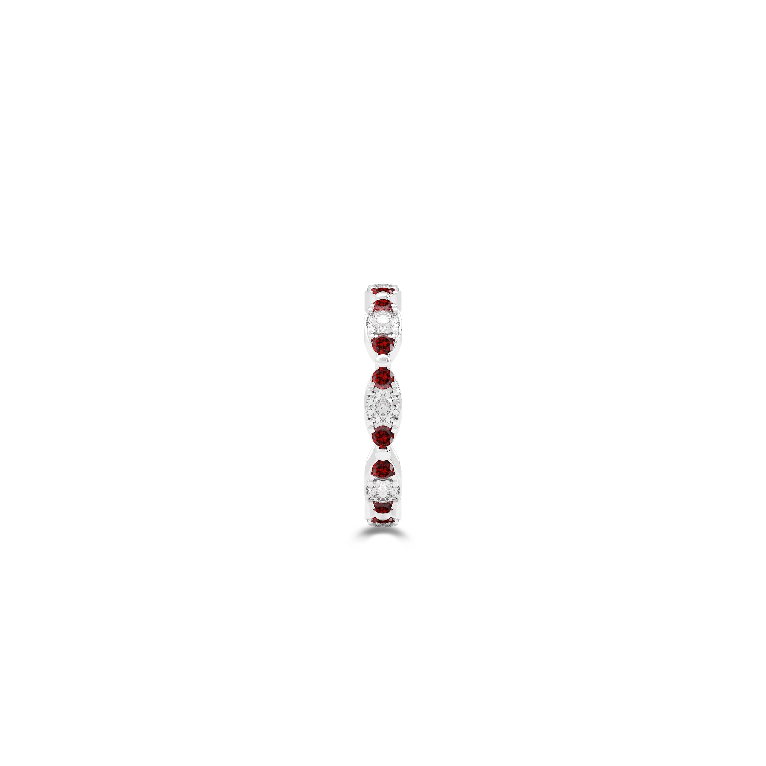 Fuster Navette Signature Diamond and Ruby Ring