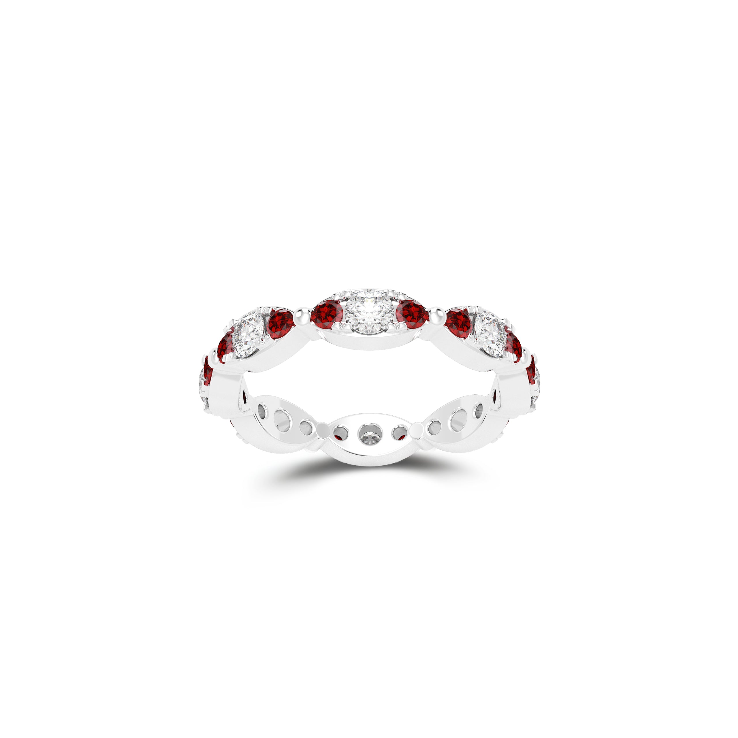 Fuster Navette Signature Diamond and Ruby Ring