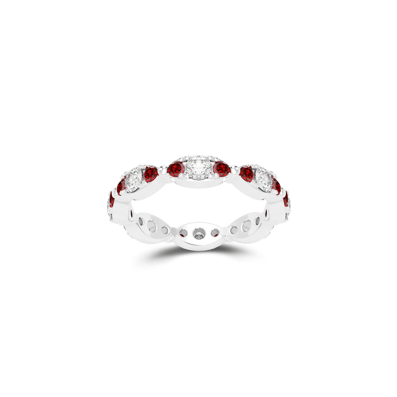 Fuster Navette Signature Diamond and Ruby Ring