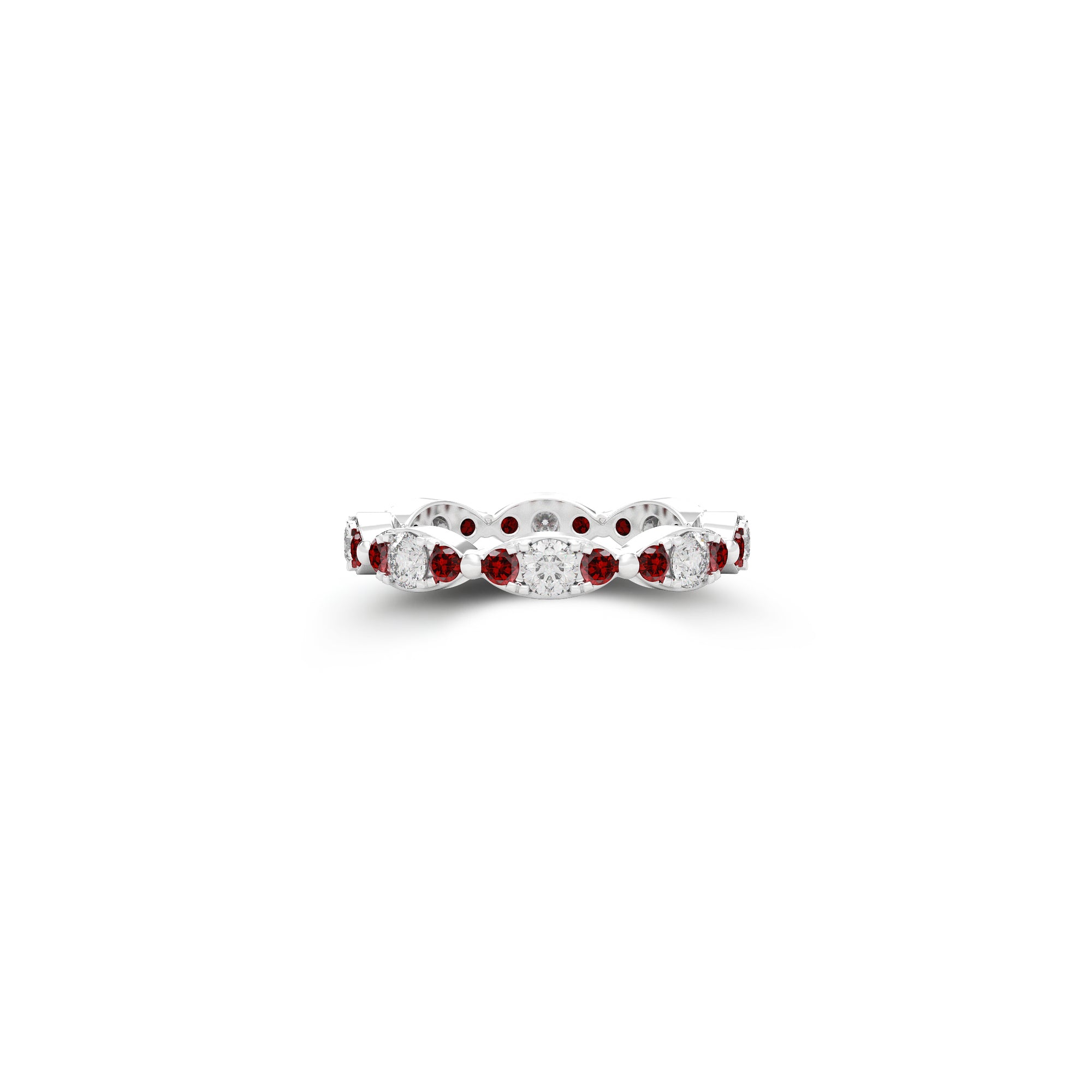 Fuster Navette Signature Diamond and Ruby Ring