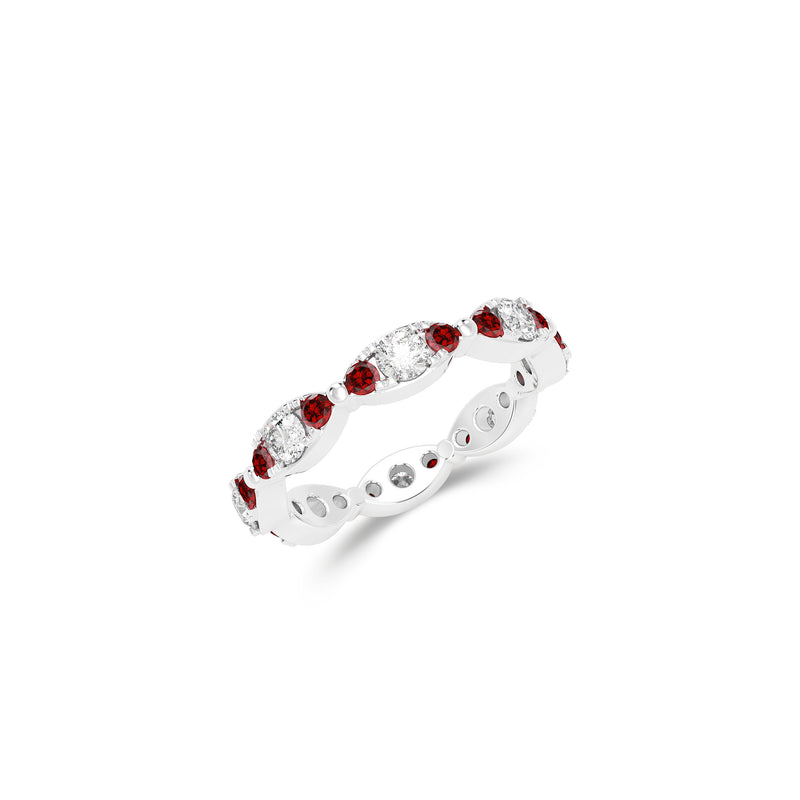 Fuster Navette Signature Diamond and Ruby Ring