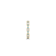 Fuster Navette Signature Diamond and Aqua Blue Diamond Ring