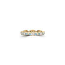 Fuster Navette Signature Diamond and Aqua Blue Diamond Ring