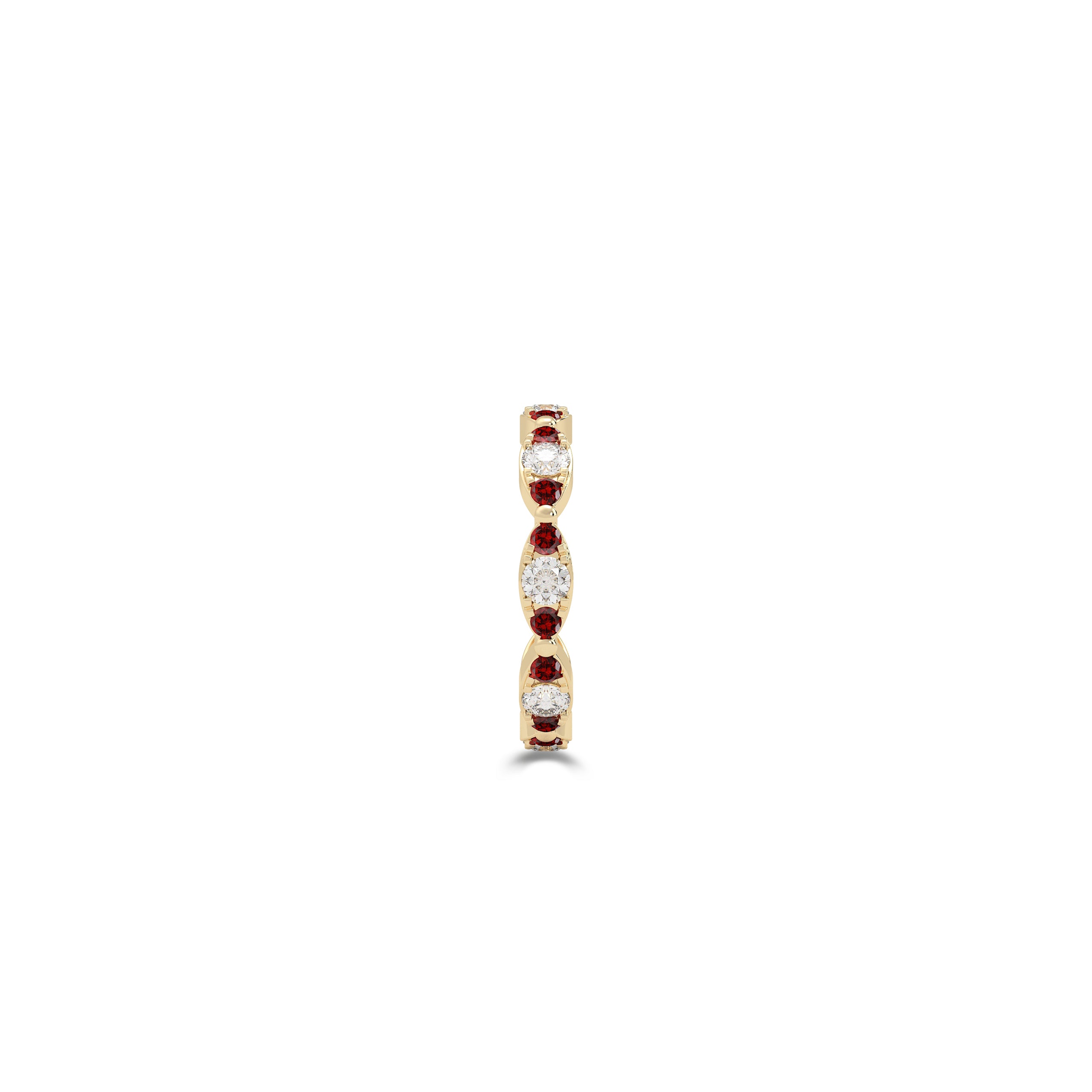 Fuster Navette Signature Diamond and Ruby Ring