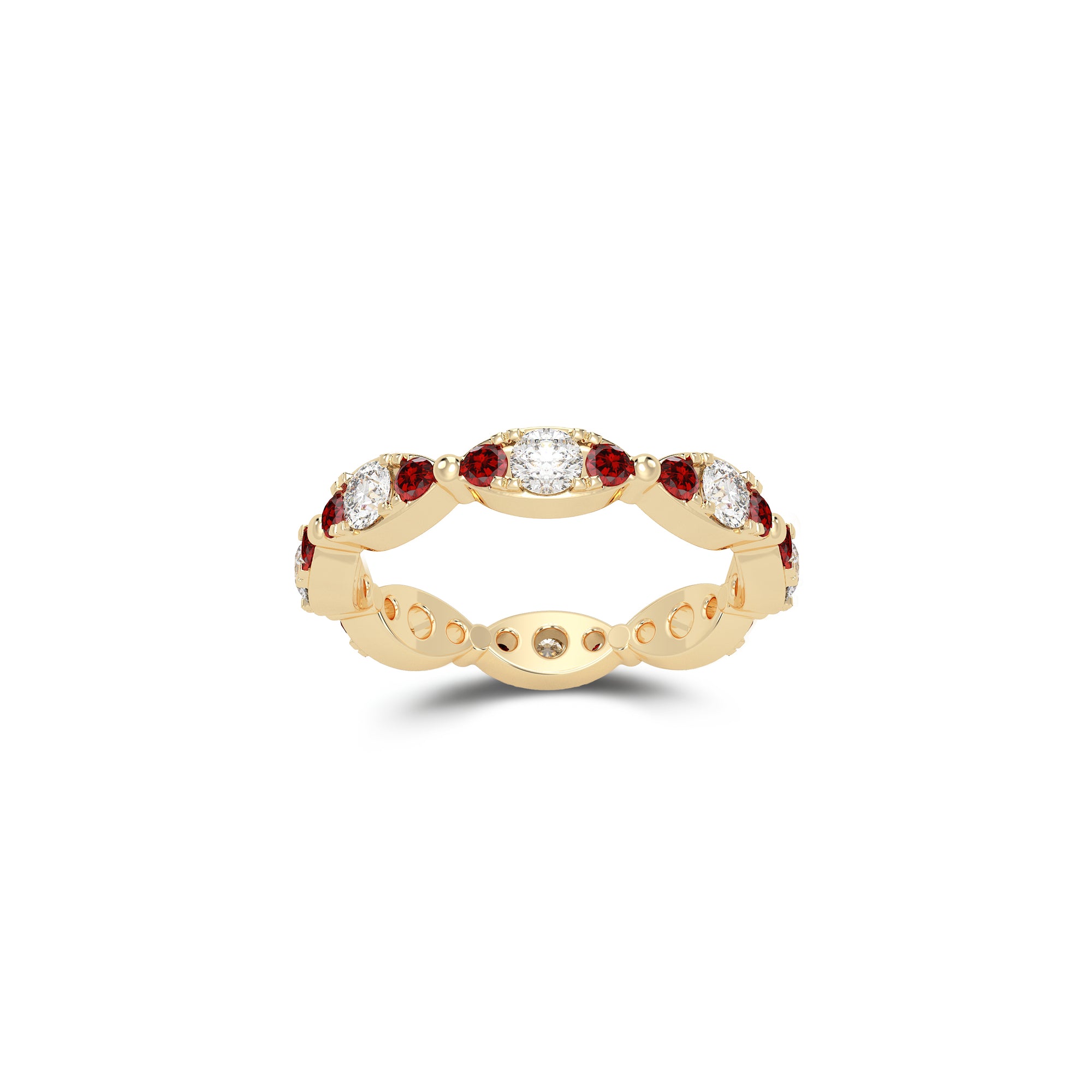 Fuster Navette Signature Diamond and Ruby Ring