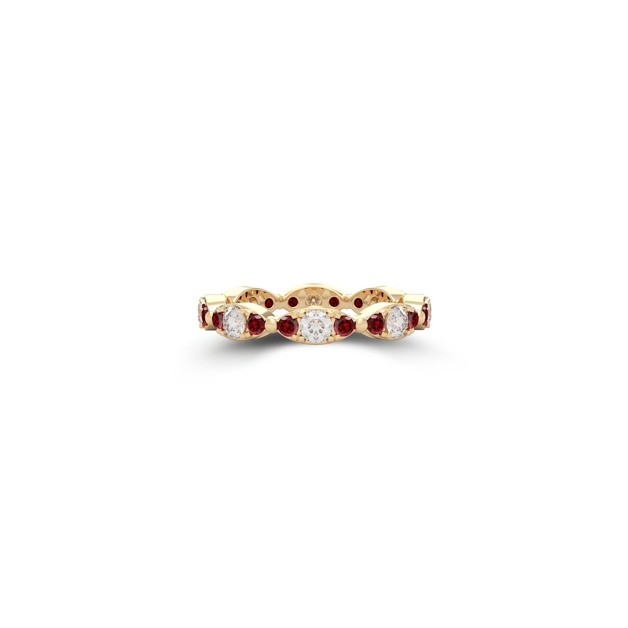 Fuster Navette Signature Diamond and Ruby Ring