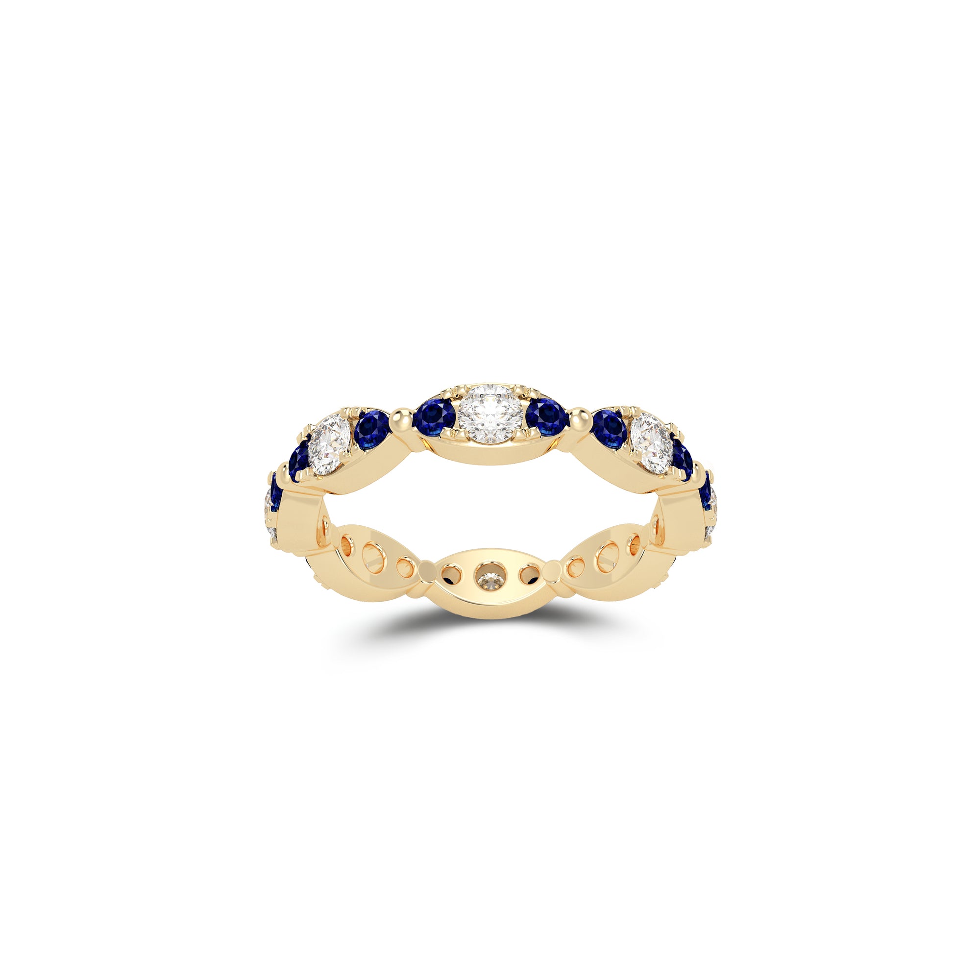 Fuster Navette Signature Diamond and Sapphire Ring