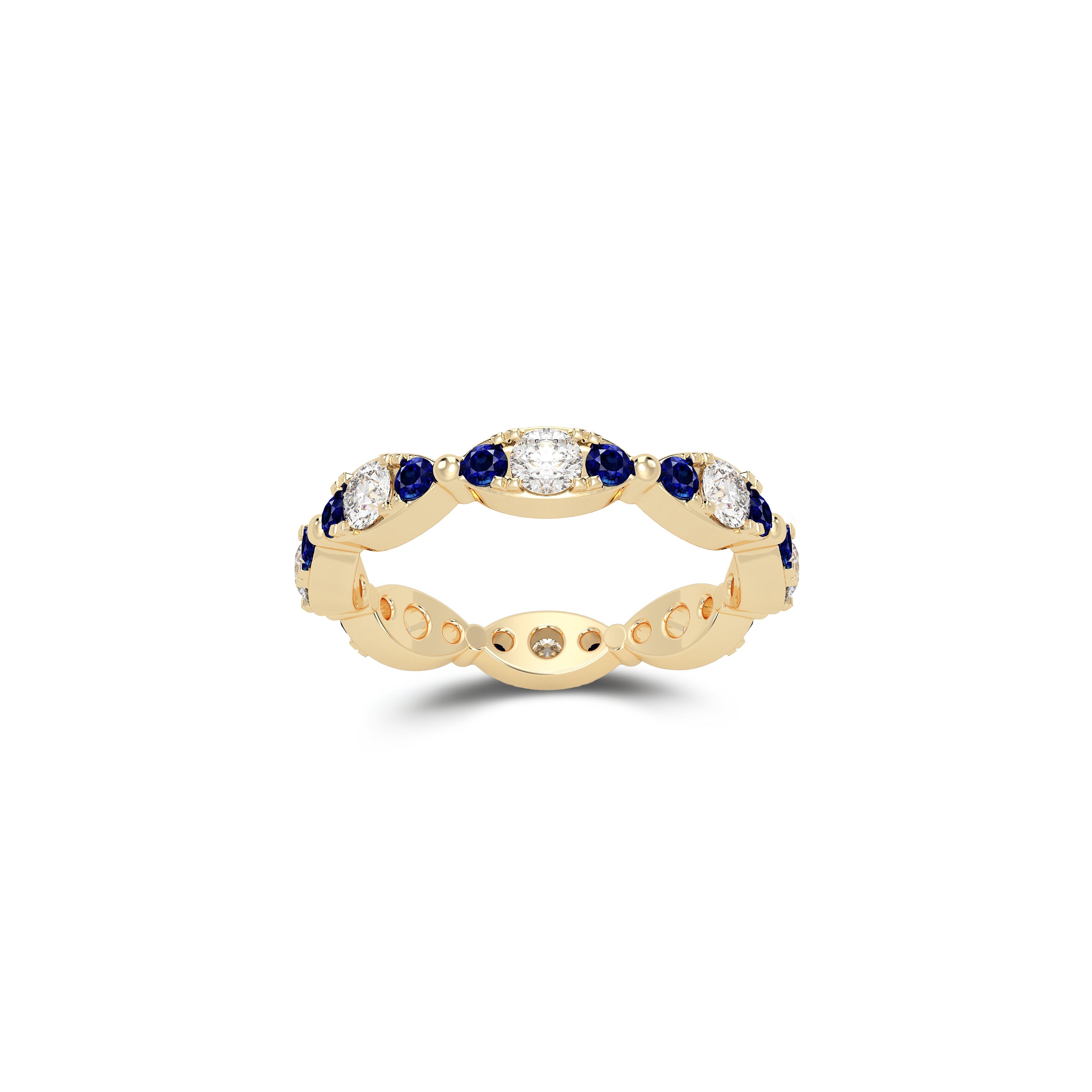 Fuster Navette Signature Diamond and Sapphire Ring
