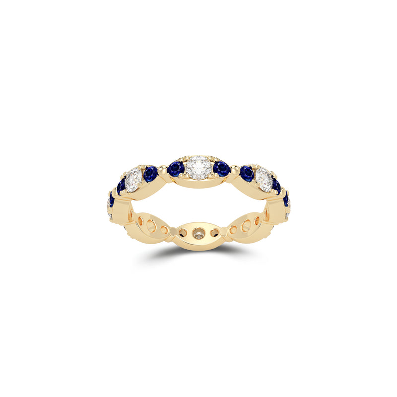 Fuster Navette Signature Diamond and Sapphire Ring