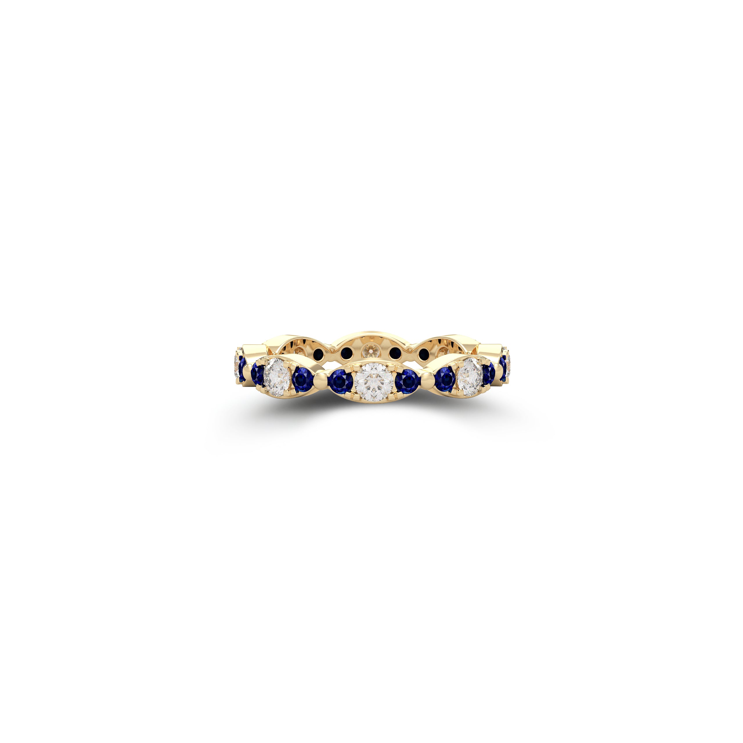 Fuster Navette Signature Diamond and Sapphire Ring
