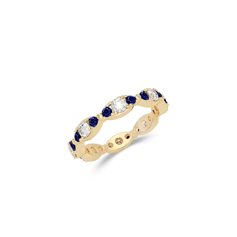 Fuster Navette Signature Diamond and Sapphire Ring