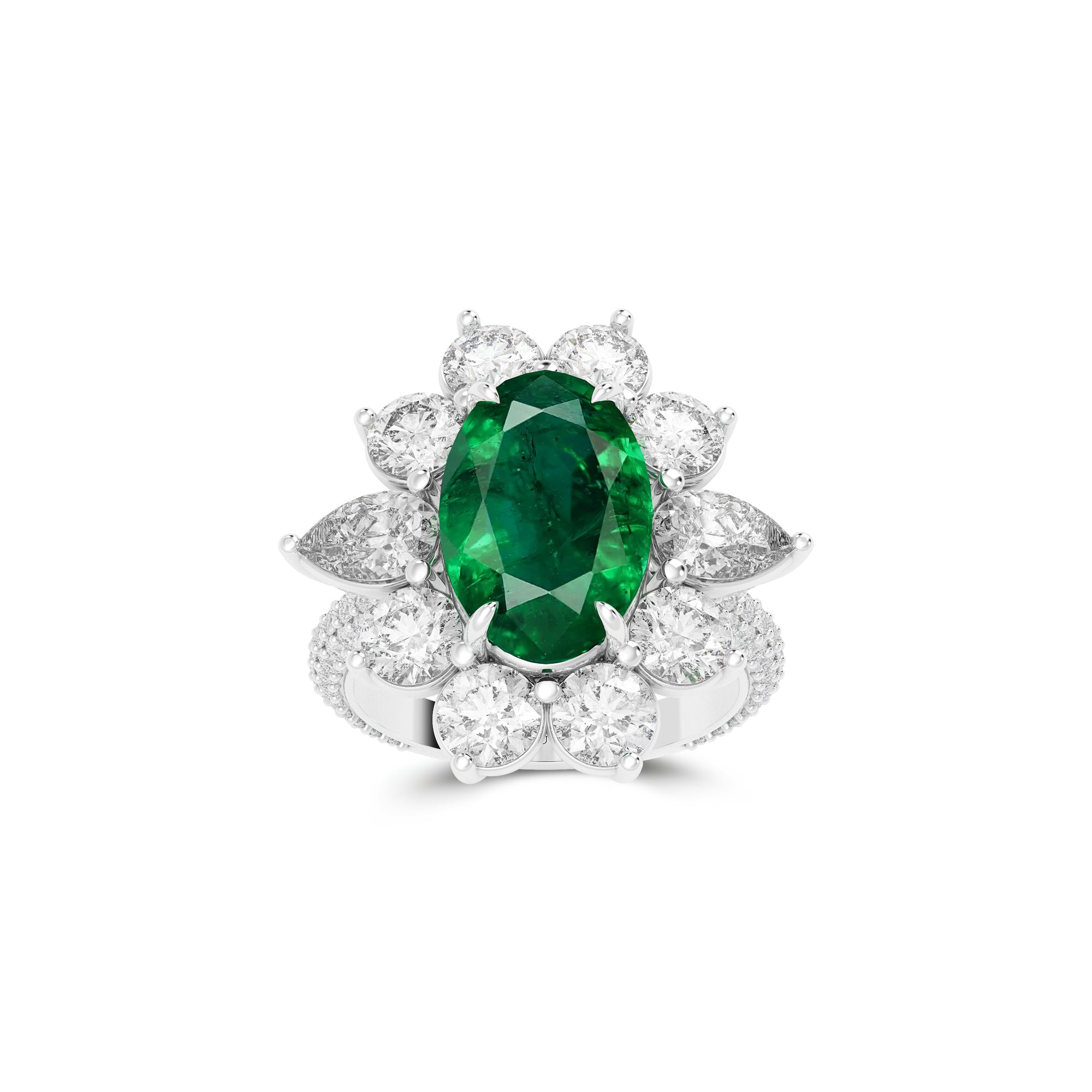 Anastasia's Emerald Oval Cut and Diamond Ring