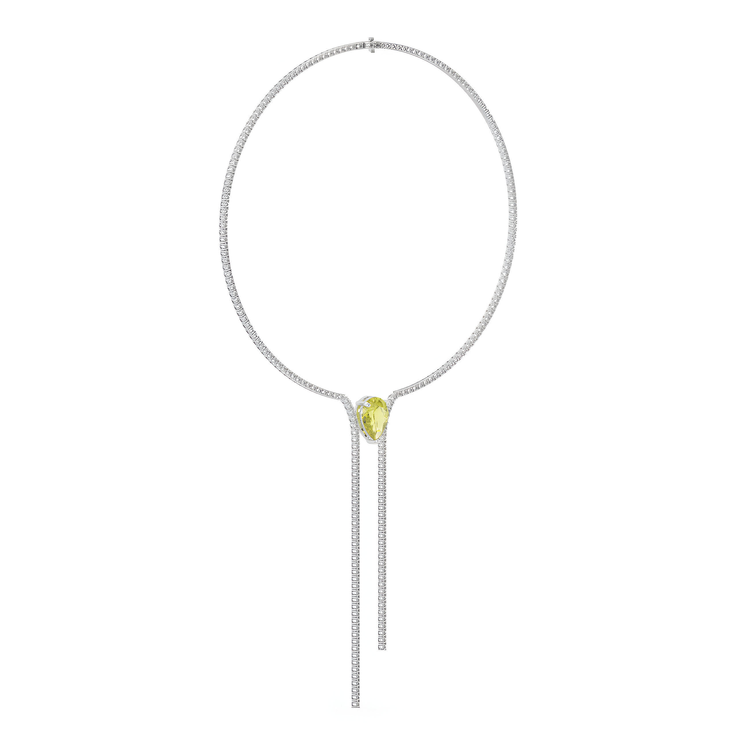 Collar clásico de alta joyería con diamantes de talla pera amarilla 