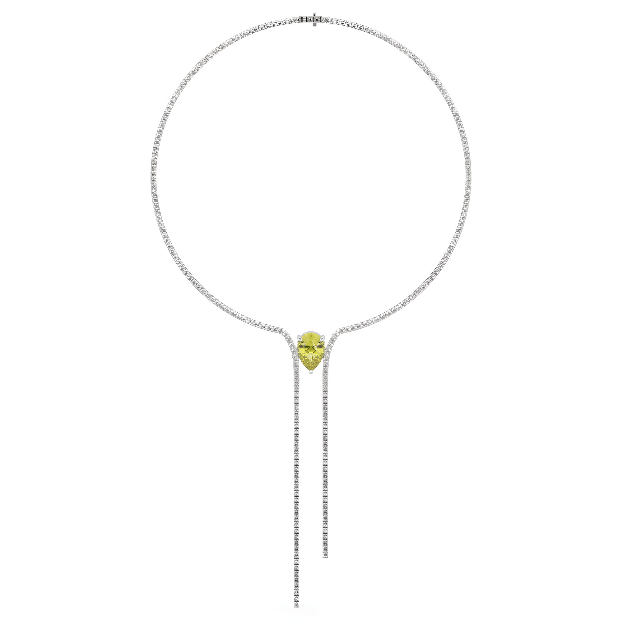 Collar clásico de alta joyería con diamantes de talla pera amarilla 