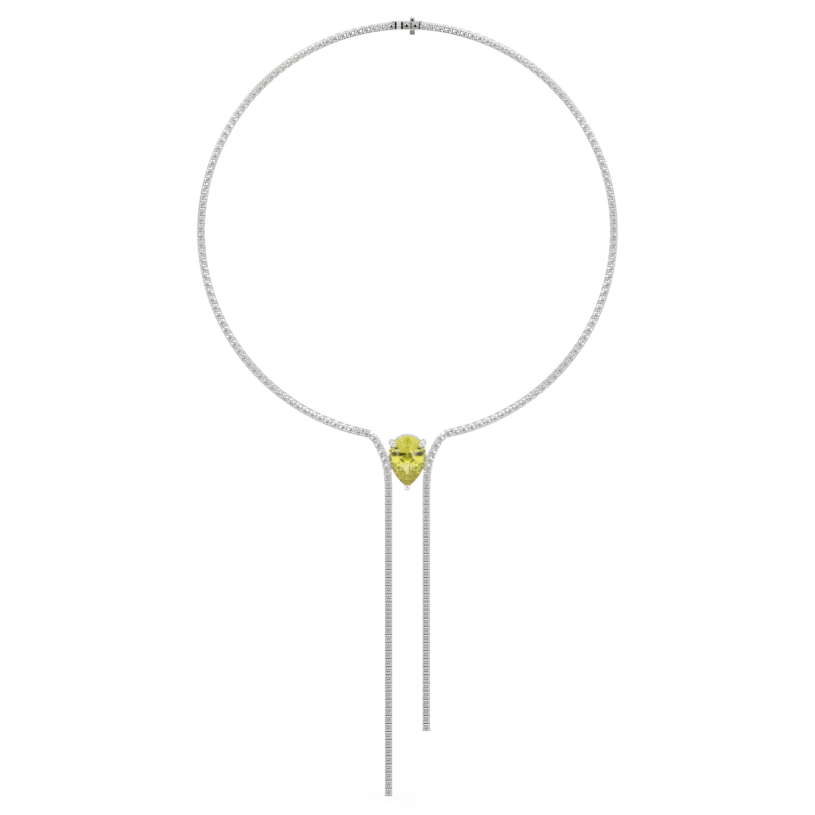 Collar clásico de alta joyería con diamantes de talla pera amarilla 