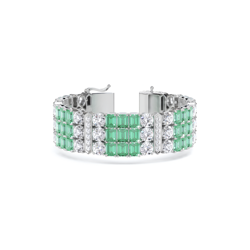 Emerald and White Diamond  High Jewellery Bracelet