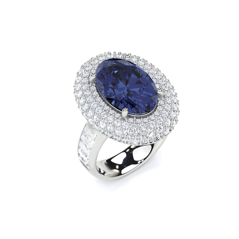 Anillo de alta joyería con zafiro de talla ovalada 