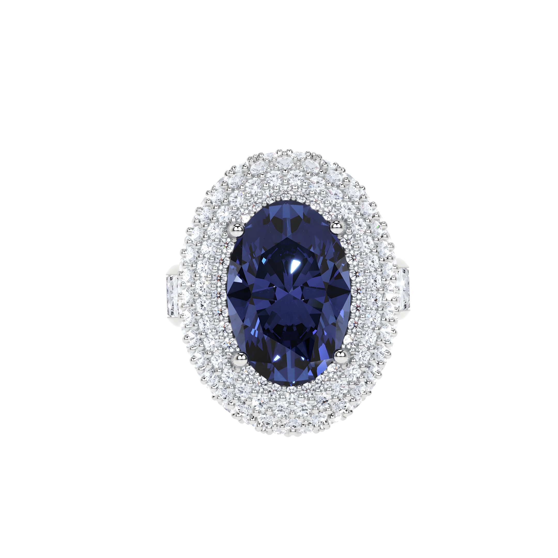 Oval Cut Sapphire and white Diamond Ring