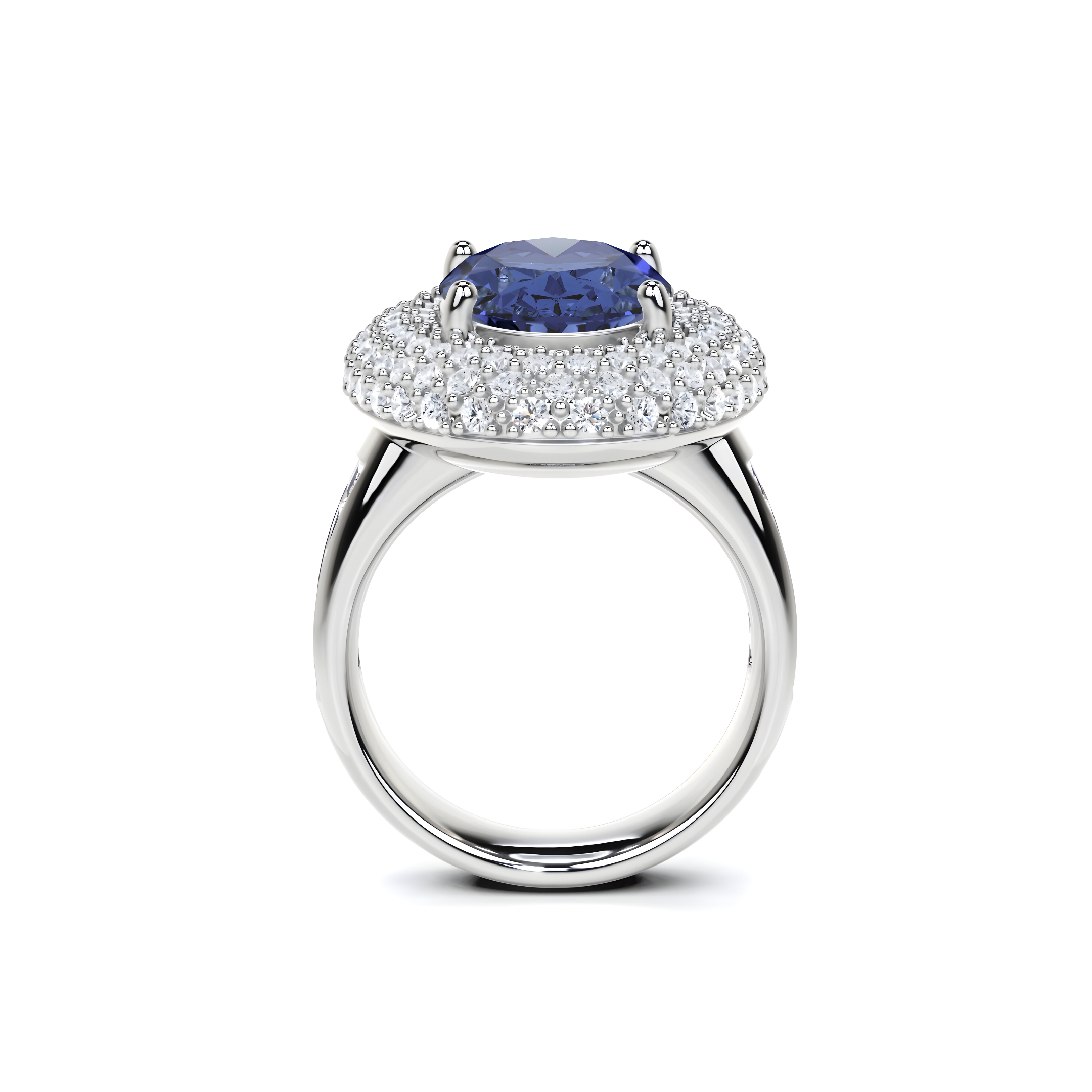 Oval Cut Sapphire and white Diamond Ring