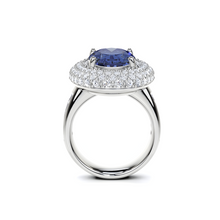Oval Cut Sapphire and white Diamond Ring
