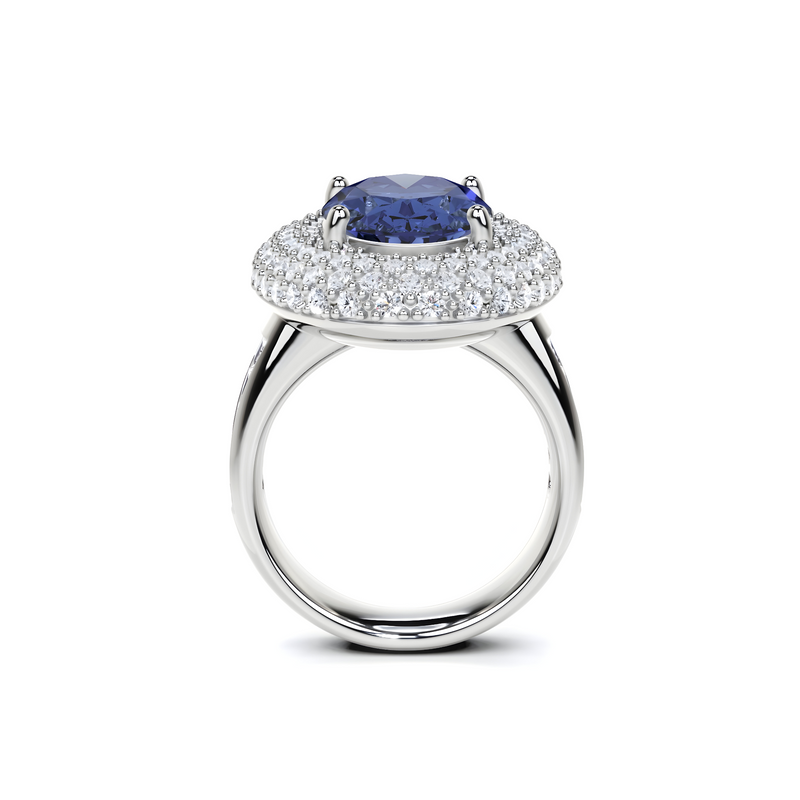 Anillo de alta joyería con zafiro de talla ovalada 
