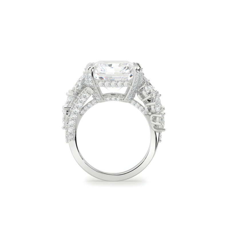 Anillo de alta joyería con corte radiante blanco