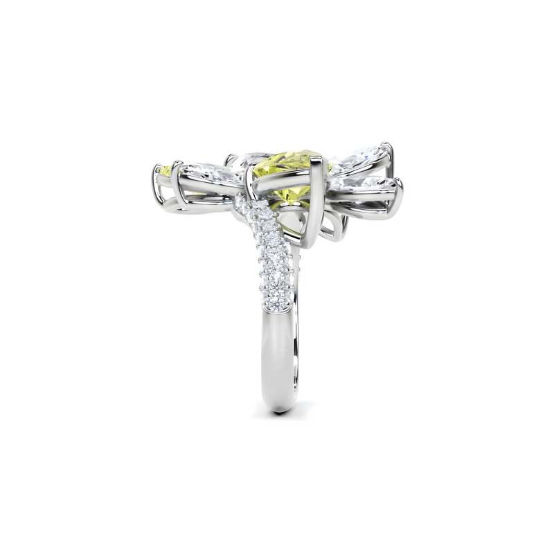 Yellow Marquise Cut and Diamond
