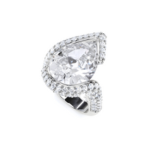 Navette-Ring mit weißem Diamanten – Weißgold