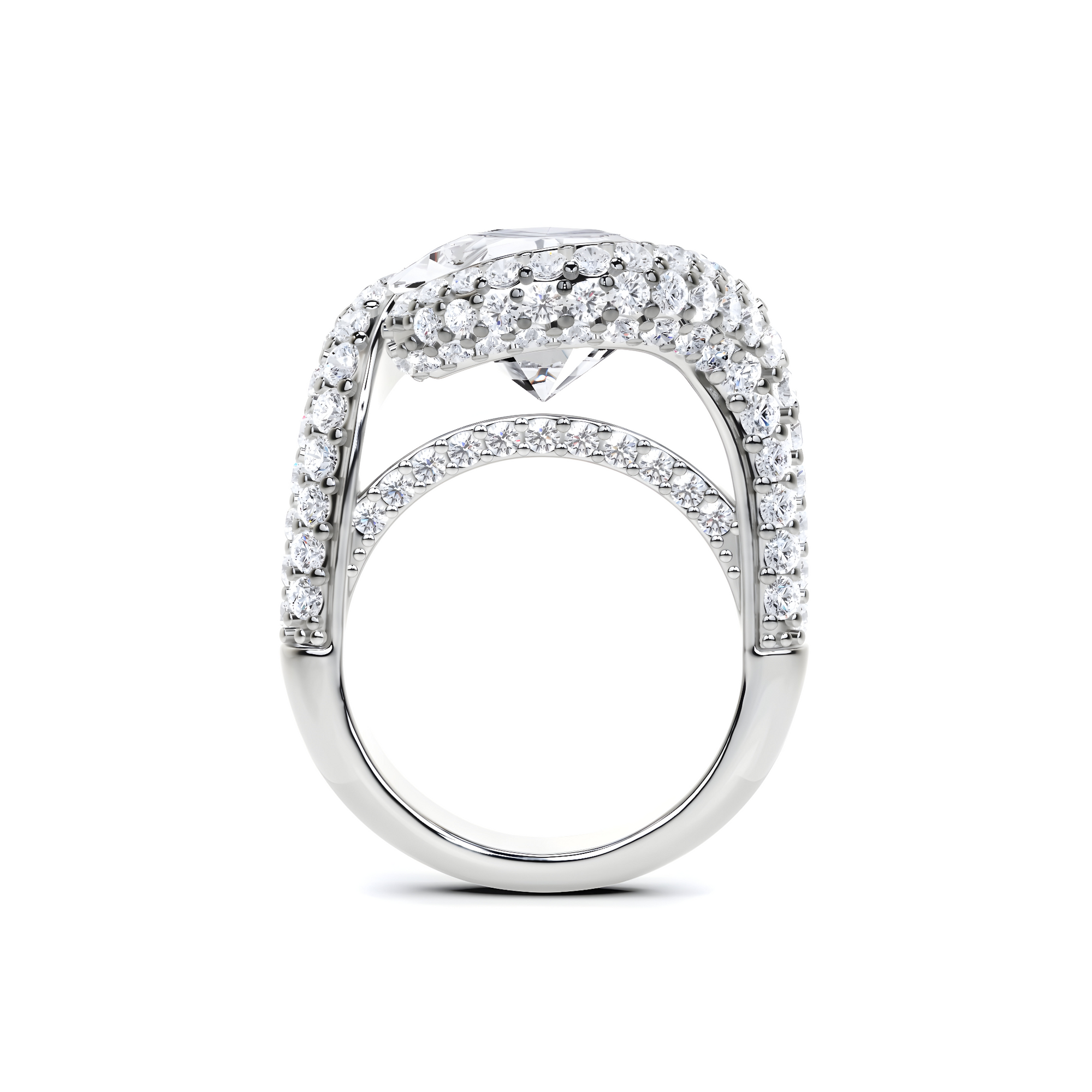 Navette-Ring mit weißem Diamanten – Weißgold