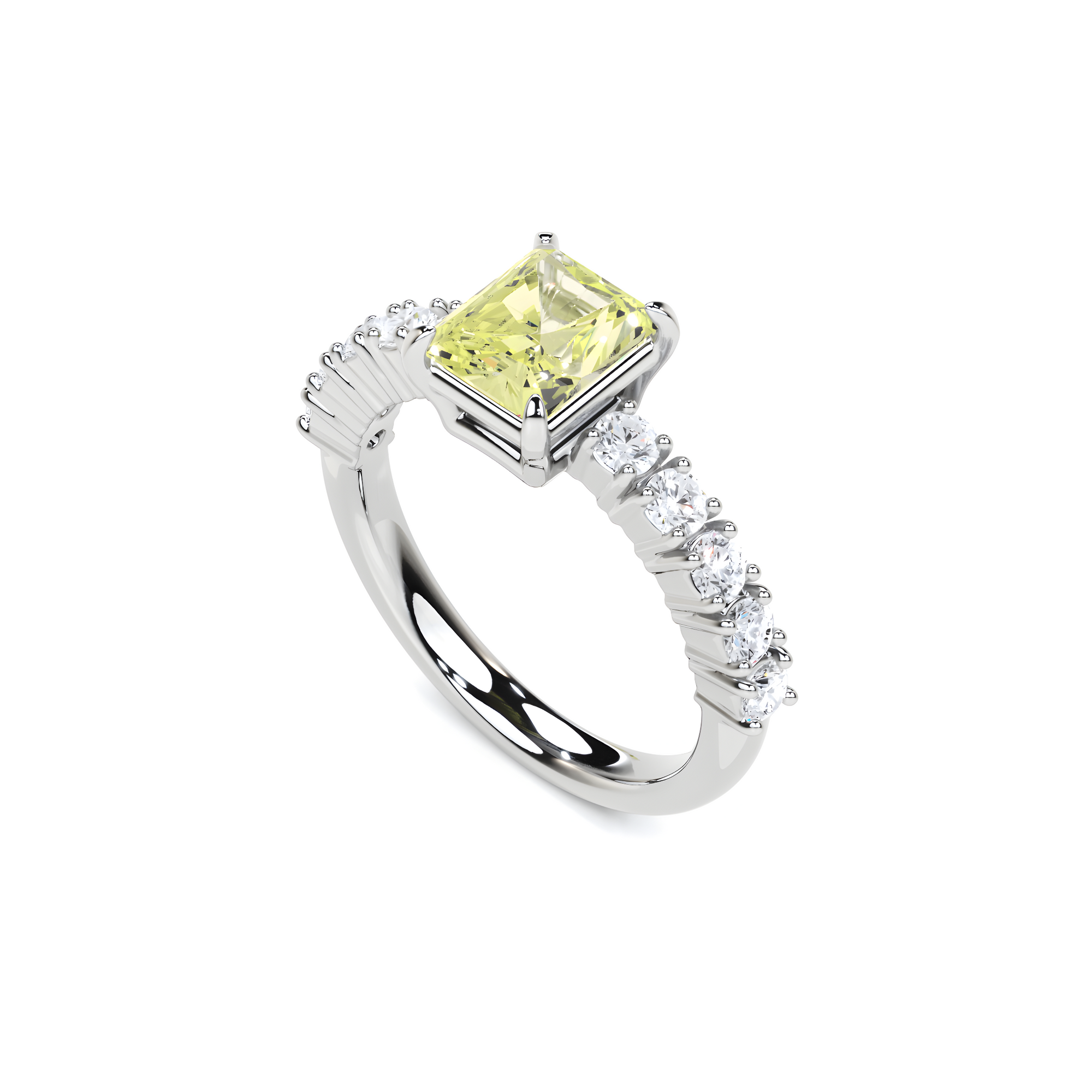 Fancy Yellow Radiant Cut Diamond Engagement Ring
