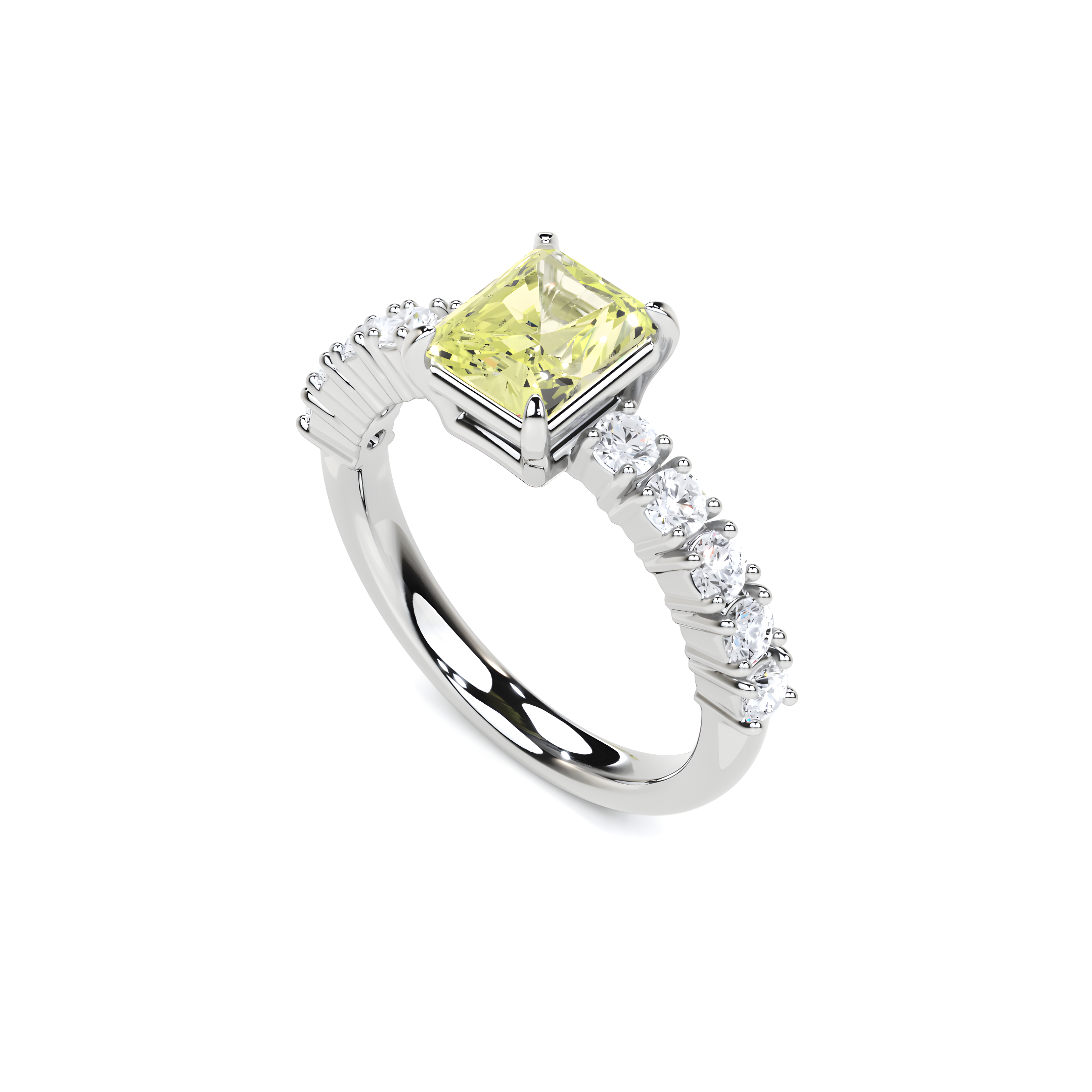 Fancy Yellow Radiant Cut Diamond Engagement Ring