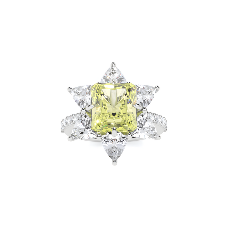 Yellow Radiant Cut and White Diamond Ring