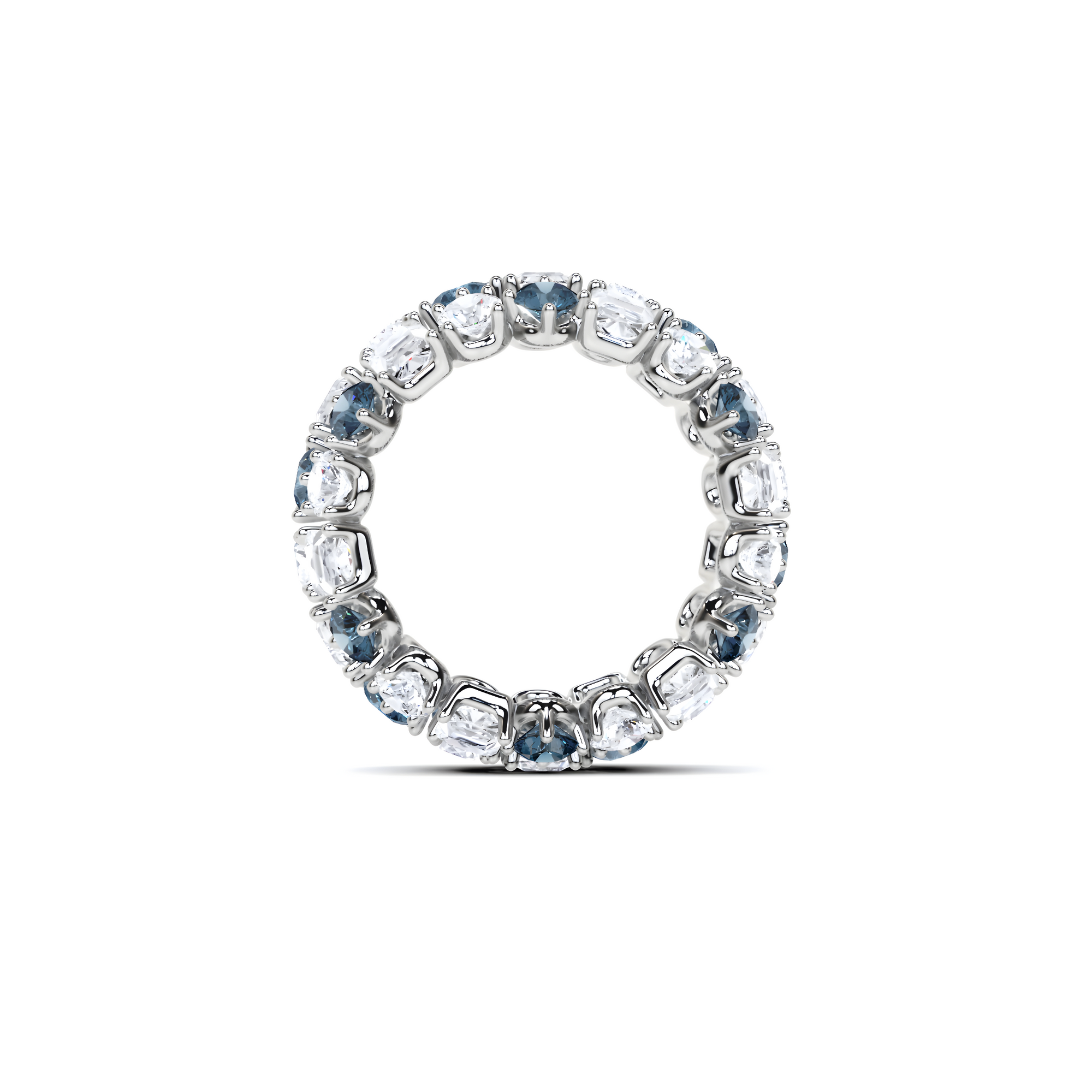 Anillo clásico con corona de diamantes y zafiros 